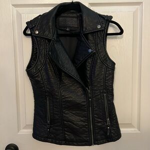 Polyurethane leather-look black MSSP biker vest